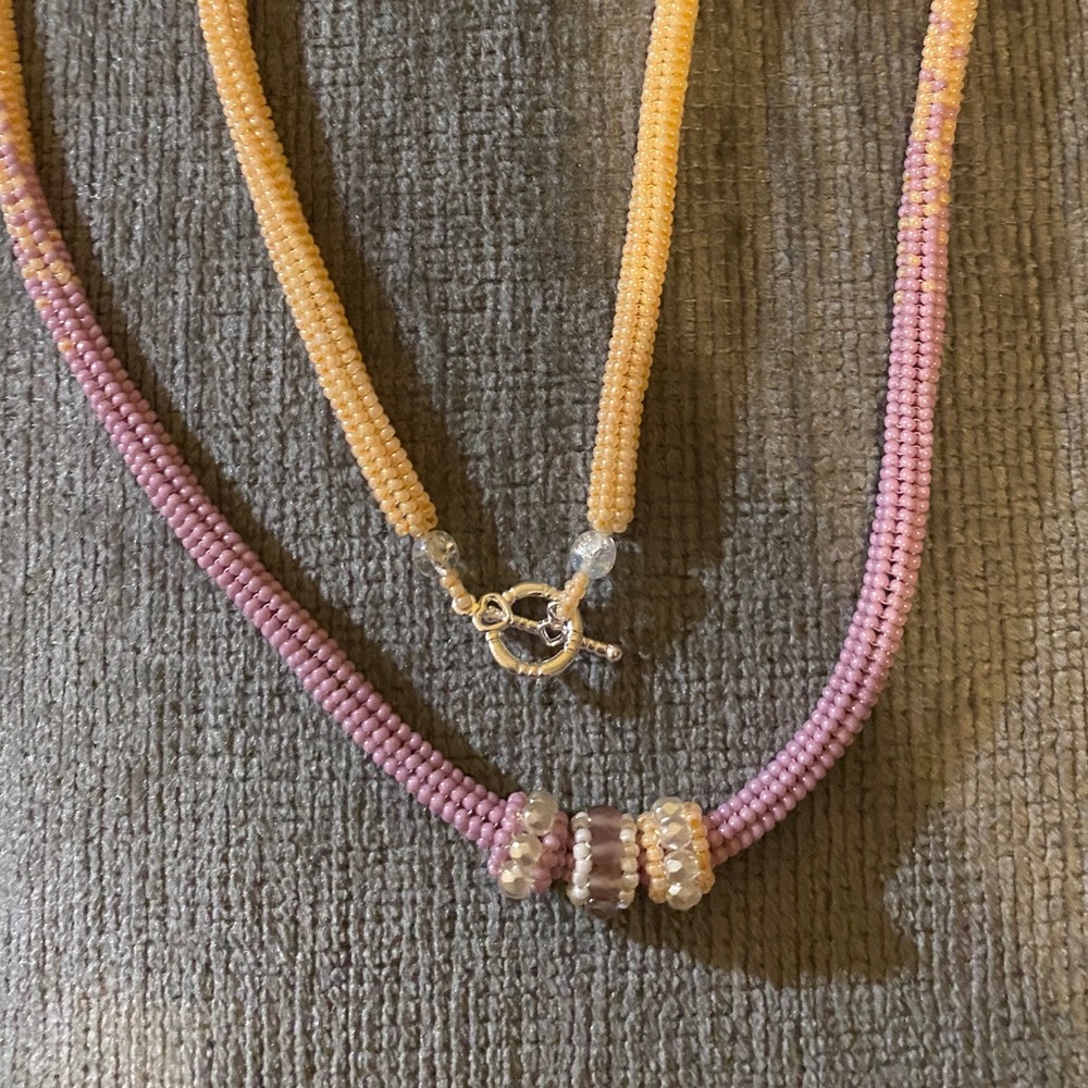 28 inches long herringbone beaded rope necklace